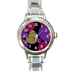 Seamless Halloween Day Of The Dead Round Italian Charm Watch