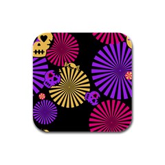 Seamless Halloween Day Of The Dead Rubber Square Coaster (4 pack) 