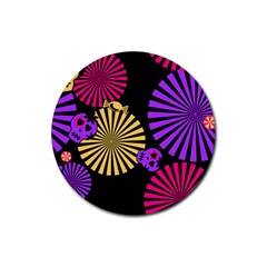 Seamless Halloween Day Of The Dead Rubber Round Coaster (4 pack) 