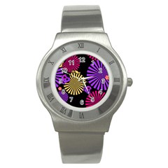 Seamless Halloween Day Of The Dead Stainless Steel Watch