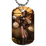 Wonderful Steampunk Lady Dog Tag (Two Sides) Front