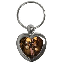 Wonderful Steampunk Lady Key Chains (heart)  by FantasyWorld7