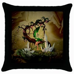 Cute Fairy Throw Pillow Case (black) by FantasyWorld7