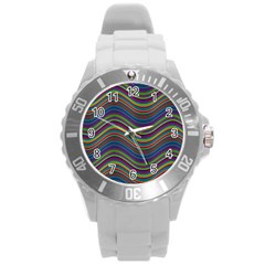 Ornamental Line Abstract Round Plastic Sport Watch (l) by Alisyart