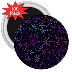 Retro Flower Pattern Fllower 3  Magnets (100 Pack) by Alisyart