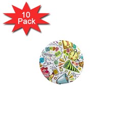 Doodle New Year Party Celebration 1  Mini Magnet (10 Pack)  by Pakrebo