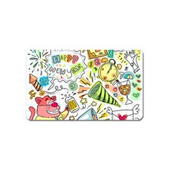 Doodle New Year Party Celebration Magnet (name Card) by Pakrebo