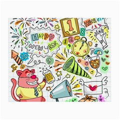 Doodle New Year Party Celebration Small Glasses Cloth by Pakrebo