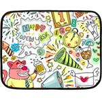 Doodle New Year Party Celebration Fleece Blanket (Mini) 35 x27  Blanket