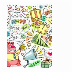 Doodle New Year Party Celebration Small Garden Flag (two Sides) by Pakrebo