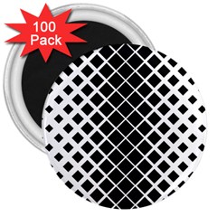 Square Diagonal Pattern Black 3  Magnets (100 pack)