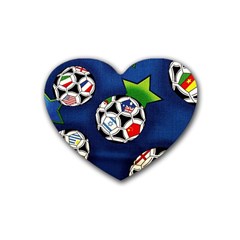 Textile Football Soccer Fabric Heart Coaster (4 Pack)  by Pakrebo