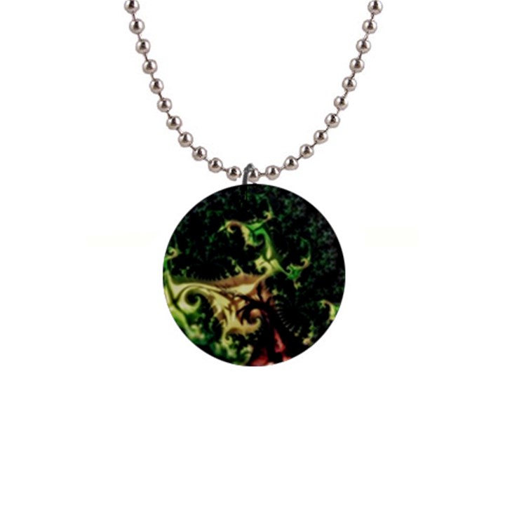 Fractal Cauliflower Green Rendered 1  Button Necklace