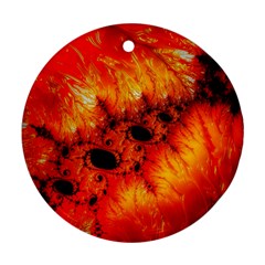 Red Fractal Mandelbrot Art Wallpaper Round Ornament (two Sides) by Pakrebo