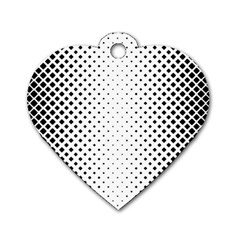 Square Rounded Background Dog Tag Heart (two Sides)