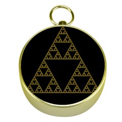 Sierpinski Triangle Chaos Fractal Gold Compasses by Alisyart