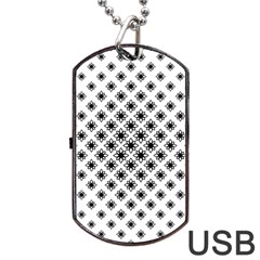 Stylized Flower Floral Pattern Dog Tag Usb Flash (two Sides) by Alisyart