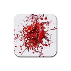 Red Pomegranate Fried Fruit Juice Rubber Coaster (square) 