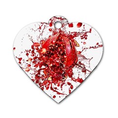Red Pomegranate Fried Fruit Juice Dog Tag Heart (two Sides) by Mariart
