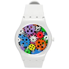 The Gears Are Turning Round Plastic Sport Watch (m) by WensdaiAmbrose