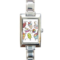 Doodle Cartoon Drawn Cone Food Rectangle Italian Charm Watch by Pakrebo