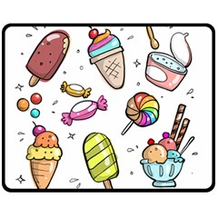Doodle Cartoon Drawn Cone Food Fleece Blanket (medium)  by Pakrebo