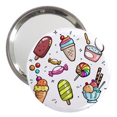 Doodle Cartoon Drawn Cone Food 3  Handbag Mirrors by Pakrebo