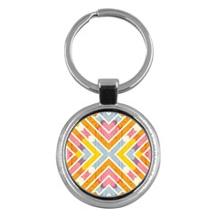 Line Pattern Cross Print Repeat Key Chains (round) 