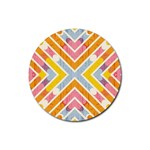 Line Pattern Cross Print Repeat Rubber Round Coaster (4 pack)  Front