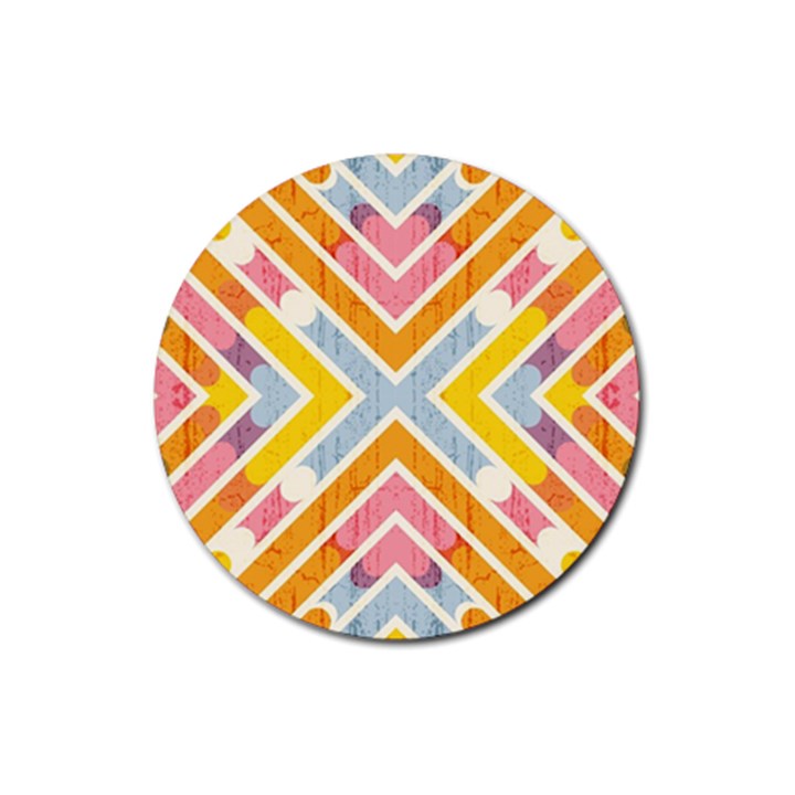 Line Pattern Cross Print Repeat Rubber Round Coaster (4 pack) 