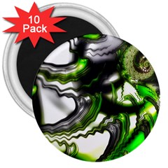 Fractal Green Trumpet Trump 3  Magnets (10 Pack)  by Pakrebo