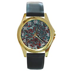 Pattern Structure Background Facade Round Gold Metal Watch by Pakrebo