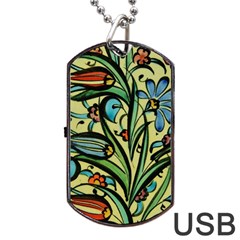 Mosaic Tile Art Ceramic Colorful Dog Tag Usb Flash (two Sides)