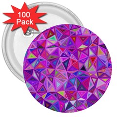 Pink Triangle Background Abstract 3  Buttons (100 Pack)  by Pakrebo