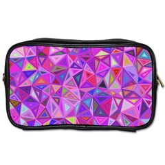 Pink Triangle Background Abstract Toiletries Bag (two Sides) by Pakrebo