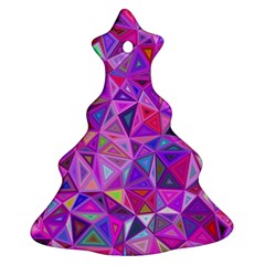 Pink Triangle Background Abstract Christmas Tree Ornament (two Sides)