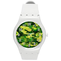 Marijuana Camouflage Cannabis Drug Round Plastic Sport Watch (m) by Pakrebo