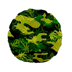 Marijuana Camouflage Cannabis Drug Standard 15  Premium Round Cushions by Pakrebo