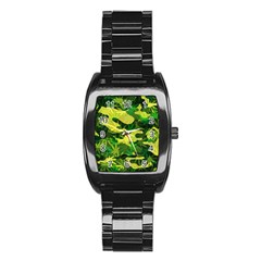 Marijuana Camouflage Cannabis Drug Stainless Steel Barrel Watch by Pakrebo