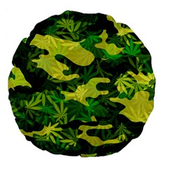 Marijuana Camouflage Cannabis Drug Large 18  Premium Flano Round Cushions by Pakrebo