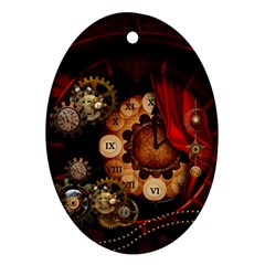 Steampunk, Wonderful Clockswork Oval Ornament (two Sides) by FantasyWorld7