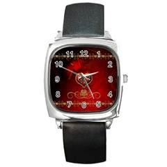 Wonderful Heart With Roses Square Metal Watch by FantasyWorld7