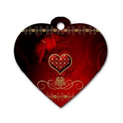 Wonderful Heart With Roses Dog Tag Heart (one Side) by FantasyWorld7