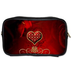 Wonderful Heart With Roses Toiletries Bag (one Side) by FantasyWorld7