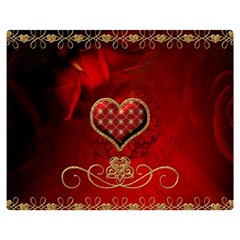 Wonderful Heart With Roses Double Sided Flano Blanket (medium)  by FantasyWorld7