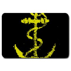 French Navy Golden Anchor Symbol Large Doormat  by abbeyz71