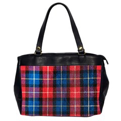 Blue & Red Plaid Oversize Office Handbag (2 Sides) by WensdaiAmbrose