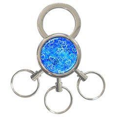 Valentine Heart Love Blue 3-ring Key Chains by Mariart