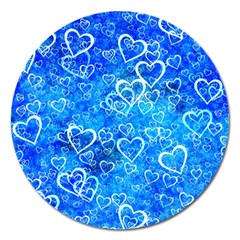 Valentine Heart Love Blue Magnet 5  (round)