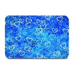 Valentine Heart Love Blue Plate Mats by Mariart